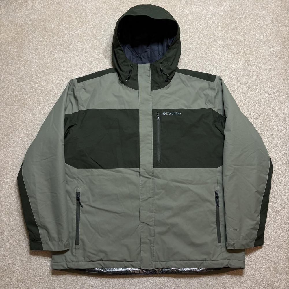 Columbia Omni-Tech Jacket Mens 2XL Green Tipton Peak Hooded Waterproof Insulated